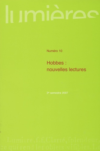 Jean Terrel et Jauffrey Berthier - Lumières N° 10 : Hobbes : nouvelles lectures.