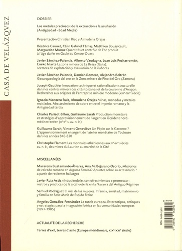 Mélanges de la Casa de Velazquez Tome 48 N°1, avril 2018 Les métaux précieux : de l'extraction à la frappe monétaire (Antiquité- Moyen-âge)