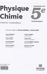 Carine Beauvais et Thierry Finot - Physique-Chimie 5e - Transparents avec fiches d'accompagnement, Programme 2006.