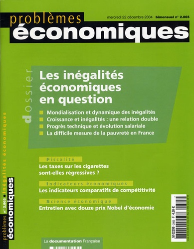 Pierre-Noël Giraud et Bruno Boidin - Problèmes économiques N° 2.865 mercredi 22 : Les inégalités économiques en question.