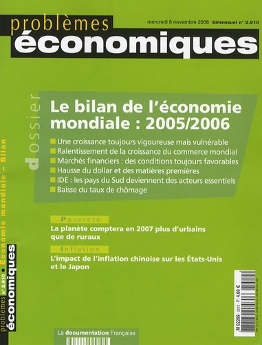 Olivier Cazenave - Problèmes économiques N° 2910, Novembre 20 : Le bilan de l'économie mondiale : 2005/2006.