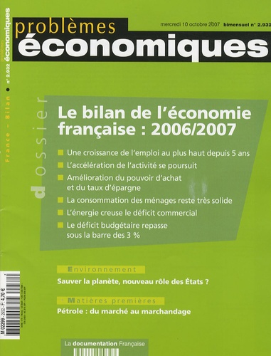 François Héran et Gilles Pison - Problèmes économiques N° 2932, mercredi 10 : Le bilan de l'économie française 2006/2007.