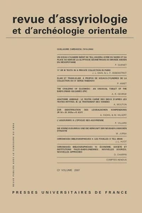 Revue d'assyriologie et d'archéologie orientale N° 101/2007