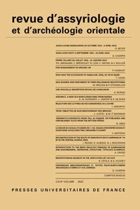 Revue d'assyriologie et d'archéologie orientale N° 117/2023