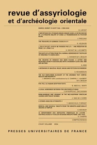 Revue d'assyriologie et d'archéologie orientale N° 118/2024