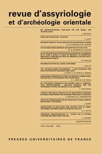 Revue d'assyriologie et d'archéologie orientale N° 119/2025