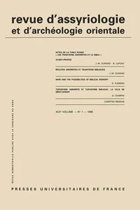 Revue d'assyriologie et d'archéologie orientale N° 42-1/1198