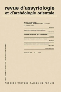 Revue d'assyriologie et d'archéologie orientale N° 43-1/1999