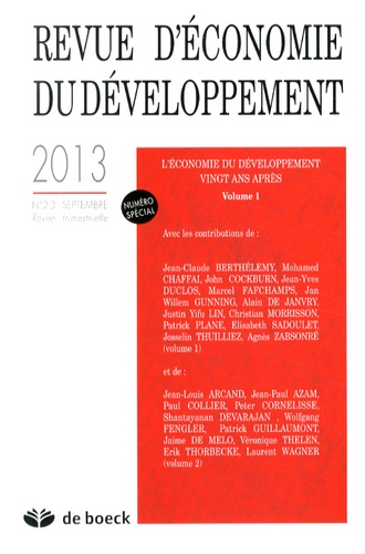 Patrick Guillaumont - Revue d'économie du développement N° 2-3, Septembre 2013 : L'économie du développement vingt ans après - Volume 1.