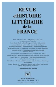 Revue d'histoire littéraire de la France N° 1, Mars 2008