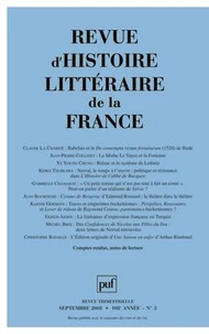 Revue d'histoire littéraire de la France N° 3, Septembre 2008