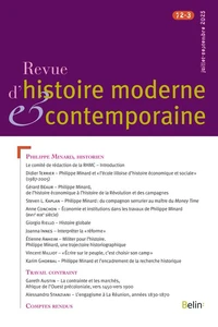 Revue d'histoire moderne et contemporaine Tome 72 N° 3, juillet-septembre 2025
