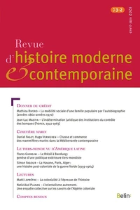 Revue d'histoire moderne et contemporaine Tome 73 N° 2, avril-juin 2026