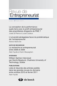 Jean-Pierre Boissin - Revue de l'Entrepreneuriat Volume 10/2011 N° 1 : .