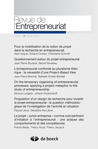 Jean-Pierre Boissin - Revue de l'Entrepreneuriat Volume 10/2011 N° 2 : .