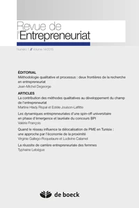 Revue de l'Entrepreneuriat Volume 14 2015/1