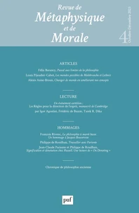Revue de Métaphysique et de Morale N° 4, novembre-décembre 2023