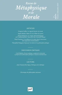 Revue de Métaphysique et de Morale N° 4, octobre-décembre 2024