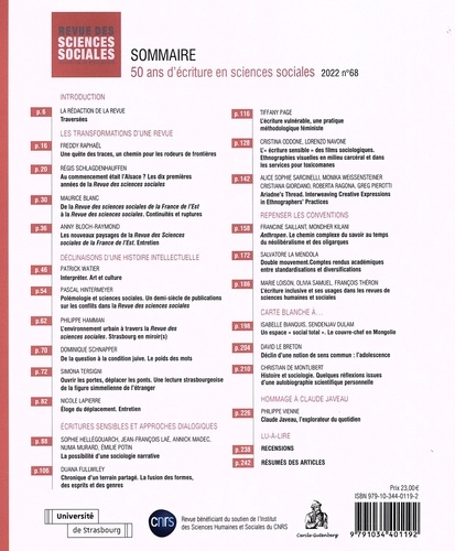 Revue des Sciences Sociales N° 68/2022 50 ans d'écriture en sciences sociales