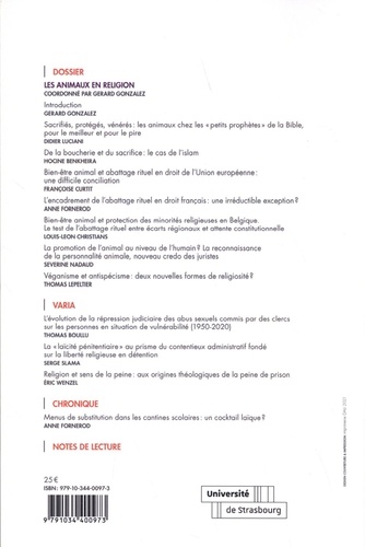 Revue du droit des religions N° 12, novembre 2021 Les animaux en religion