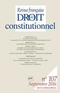 Revue française de Droit constitutionnel N° 107, septembre 2016