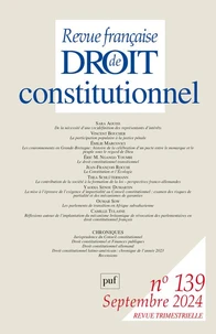 Revue française de Droit constitutionnel N° 139, octobre 2024
