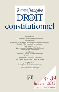 Revue française de Droit constitutionnel N° 89, Janvier 2012