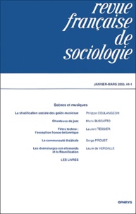 Philippe Coulangeon et Marie Buscatto - Revue française de sociologie N° 44-1 Janvier-Mars : Scènes et musiques.