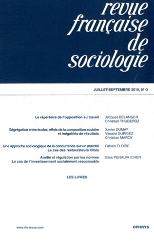 Jacques Bélanger et Christian Thuderoz - Revue française de sociologie N° 51-3, Juillet-sep : .
