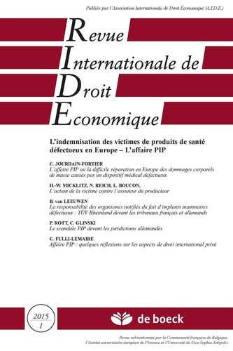  Collectif - Revue Internationale de Droit Economique Tome 29 N° 1/2015 : .