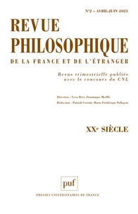 Revue philosophique N° 2, avril 2025