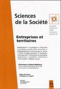 Jean-Louis Darréon - Sciences de la Société N° 48, Octobre 1999 : Entreprises et territoires.