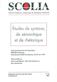 Etudes de syntaxe, de sémantique et de rhétorique