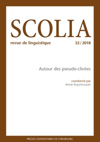 Annie Kuyumcuyan - Scolia N° 32/2018 : Autour des pseudo-clivées.