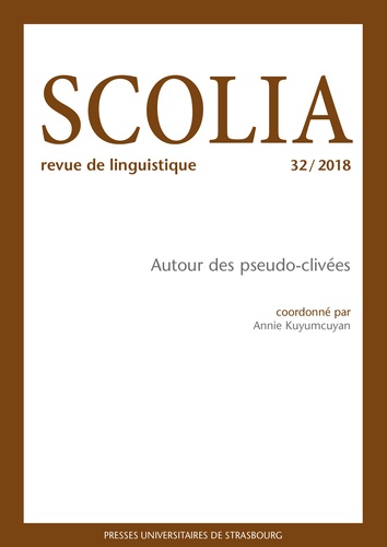 Scolia N° 32/2018 Autour des pseudo-clivées