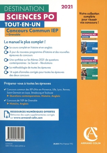 Destination Sciences Po Tout-en-un. Concours commun IEP + Grenoble  Edition 2021