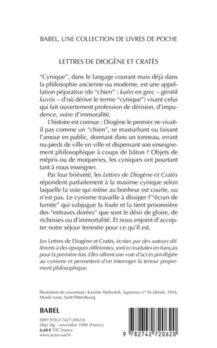 Les cyniques grecs. Lettres de Diogène et Cratès