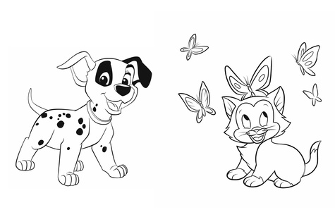 15 minutes par coloriage Bébés chiens et chats