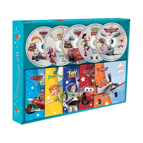  Disney - Cars 1 & 2 ; Peter Pan ; Planes ; Toy Story - Coffret 5 livres 5 CD. 5 CD audio
