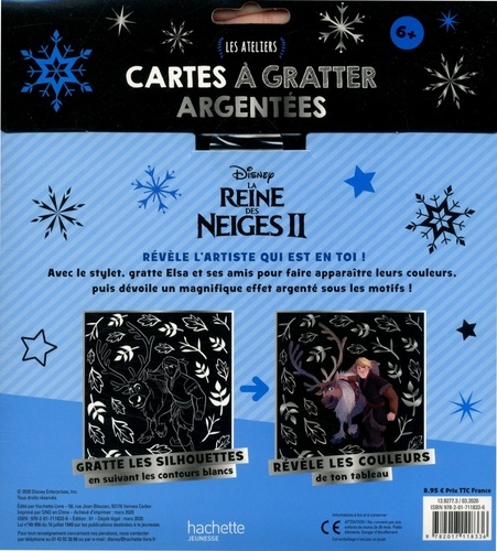 Cartes à gratter argentées La Reine des Neiges II. Les ateliers. Contient : 1 livret, 7 cartes, 1 stylet