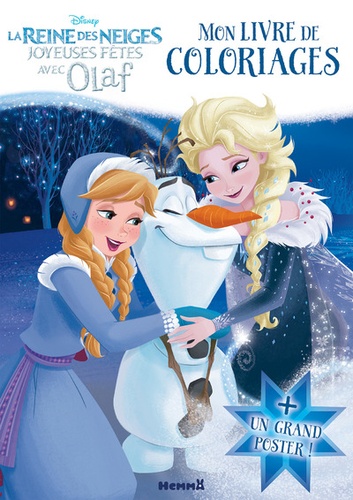  Disney - Disney la reine des neiges joyeuses fêtes avec Olaf - Mon livre de coloriages + un grand poster.