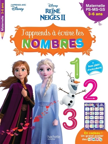 J'apprends à écrire les nombres Disney La Reine des Neiges. Maternelle PS-MS-GS