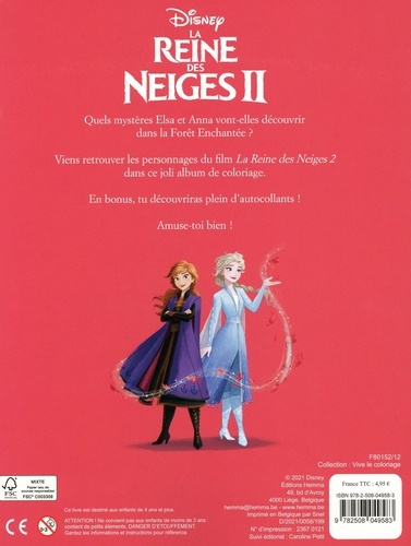 La Reine des Neiges 2 (Anna et Elsa de profil). Avec stickers