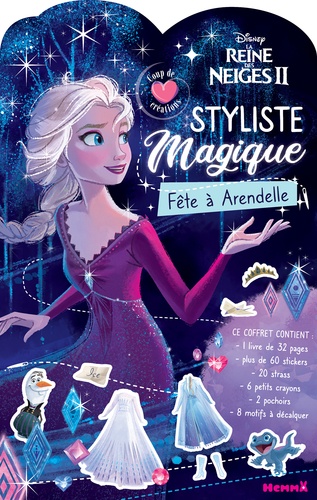 La Reine des Neiges 2 Styliste magique. Fête à Arendelle. Avec 4 feuilles de stickers, 2 pochoirs, 6 crayons, des strass et des motifs