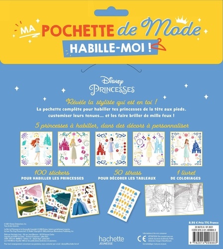Ma pochette de mode Vie de château Disney Princesses. Avec 5 tableaux, 100 stickers, 50 strass et 7 coloriages