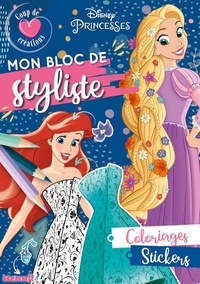  Disney - Mon bloc de styliste Disney Princesses (Raiponce & Ariel) - Coloriages, stickers.