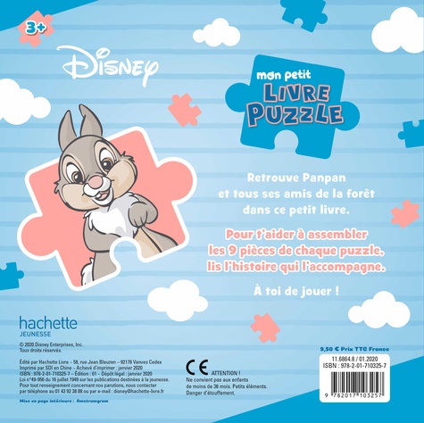 Mon petit livre puzzle Disney Bambi. 5 puzzles, 9 pièces