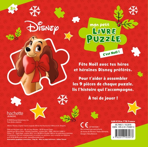 Mon petit livre puzzle Disney C'est Noël !. 5 puzzles, 9 pièces