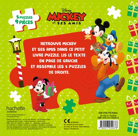 Mon petit livre puzzle Mickey et ses amis. C'est Noël !