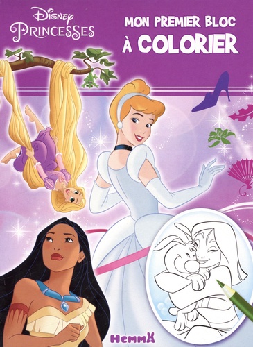 Mon premeir bloc à colorier Disney Princesses - Cendrillon, Pocahontas, Raiponce